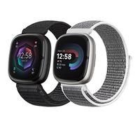 Runostrich Nylon Loop Straps Compatible with Fitbit Versa 4/Sense 2/Versa 3/Sense, Soft Breathable Sport Adjustable Replacement Band Women Man Wristband Accessories