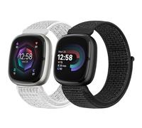 Runostrich Nylon Loop Straps Compatible with Fitbit Versa 4/Sense 2/Versa 3/Sense, Soft Breathable Sport Adjustable Replacement Band Women Man Wristband Accessories