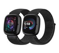 Runostrich Nylon Loop Straps Compatible with Fitbit Versa 4/Sense 2/Versa 3/Sense, Soft Breathable Sport Adjustable Replacement Band Women Man Wristband Accessories