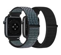 Runostrich Nylon Sport Strap Compatible with Apple Watch Strap 49mm 46mm 45mm 44mm 42mm Women Men, Adjustable Sport Solo Loop Bands for iWatch Series 10 9 8 7 6 5 4 3 SE2 SE Ultra 2 1, 2 Pack