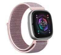 Runostrich Nylon Straps Compatible with Fitbit Versa 3 / Fitbit Sense, Soft Breathable Sporty Adjustable Replacement Strap, Women's / Men's Strap Accessory (Pink Sand)