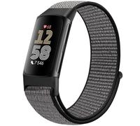 Runostrich Sport Loop Nylon Watch Straps Only Compatible with Fitbit Charge 5 Strap, Adjustable Breathable Replacement Soft Wristband for Women Men Advanced Fitness Tracker, Iron Gray