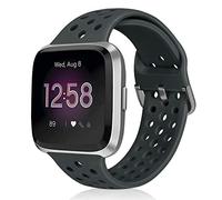 Runostrich Sport Strap Compatible with Fitbit Versa 2/Fitbit Versa/Versa Lite/SE, Soft Silicone Band Replacement Breathable Wristband Accessories for Smart Fitness Watch for Women Men (Dark Grey)