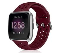 Runostrich Sport Strap Compatible with Fitbit Versa 2/Fitbit Versa/Versa Lite/SE, Soft Silicone Band Replacement Breathable Wristband Accessories for Smart Fitness Watch for Women Men (Dark Red)