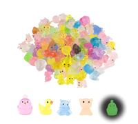 runpeak 122Pcs Mini Resin Animals Mixed - 70 Luminous Animal, 32 Miniature Beer Bottle and 20 Pretend Food, Miniature Resin Animals, Plastic Ducks Toy for Kids