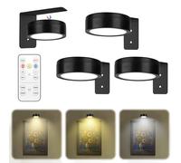 runpeak 3Pcs Picture Lights for Wall - Battery Operated Wall Lights, LED Stick on Wall Lights for Display Art Paintings, Magnetic Painting Light with 3 Light temperatures and Adjustable Brightness