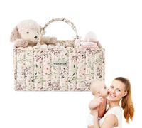 runpeak Nappy Caddy - Diaper Caddy Organiser, Stylish Baby Changing Basket with Removable Divider, Newborn Essentials, 15x10x7 Nursery Storage Bag for Mum to Be, Baby Shower Gifts (Floral Print 1)