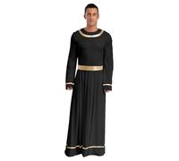 RUNQHUI Ancient Greek Men Roman Toga Costume Halloween Caesar Cosplay Party Fancy Dress-Up Black XL