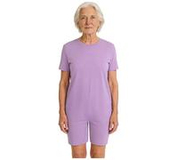 RUNQHUI Anti-strip Adaptive Romper Unisex Short Sleeve Jumpsuit Easy Dressing For Adults And Seniors Lavender L