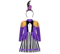 RUNQHUI Baby Girls Boys Halloween Ringmaster Costume Circus Showman Cosplay Party Fancy Dress with Top Hat Purple 9-12 Months