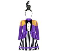 RUNQHUI Baby Girls Boys Halloween Ringmaster Costume Circus Showman Cosplay Party Fancy Dress with Top Hat Purple Black 9-12 Months