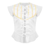 RUNQHUI Boys Medieval Renaissance Victorian Colonial Pirate Viking Vest Sleeveless Steampunk Lace Up Waistcoat White 9-10 Years