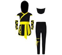 RUNQHUI Ninja Costumes Set for Kids Dragon Ninjas Suit for Halloween Carnival Cosplay Party Outfits Yellow 3-4 Years