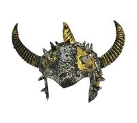 RUNQHUI Roman Helmet Gold Cosplay Armor for Party Barbarian Wear Halloween Accessory Horned Headpiece Gold Horn One Size