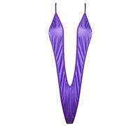 RUNQHUI Women's Bathing Suit Swimwear Bikini V String Teddy Bodysuit Sling Shot Monokini One Piece Swimsuits Purple One Size