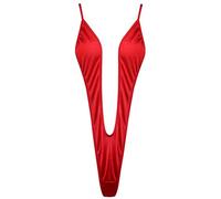 RUNQHUI Women's Bathing Suit Swimwear Bikini V String Teddy Bodysuit Sling Shot Monokini One Piece Swimsuits Red One Size