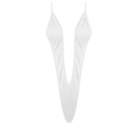 RUNQHUI Women's Bathing Suit Swimwear Bikini V String Teddy Bodysuit Sling Shot Monokini One Piece Swimsuits White One Size