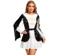 RUNQHUI Women's Musketeer Fancy Dress Costume Halloween Cosplay Outfits for Stage Performance Black XL