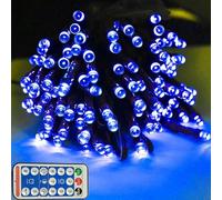 RunQiao 400 LED Solar Fairy String Lights 164ft/ 50m 8 Modes Waterproof Outdoor Garden Christmas Light for Trees Patio Fence Wedding Party Blue with Remote,USB Charging