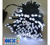 RunQiao Solar Fairy String Lights 164ft/ 50m Outdoor Garden 400 LED Waterproof Light for Trees Patio Fence Wedding Party 8 Modes White with Remote.USB Charging