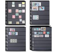 runrayay 10 Sheets Stamp Pages for Stamp Album Binder, 4 Sizes Stamp Pages for Stamp Collecting Albums with Standard 9 Hole Binder Sleeves for Stamp Collectors (4/5/6/7 Pockets Pages)