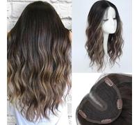 RUNRAYAY 20 Inch Hair Topper for Women with Thinning Hair, Curly Wavy Clip-In Topper, Natural Looking Crown Coverage Lightweight Hair Piece, Rh2/4/103#