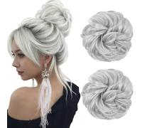 RUNRAYAY 2Pcs Messy Bun Hair Pieces, Large Wavy Curly Elastic Hair Bun Scrunchies Ponytail Extensions Synthetic Chignon Hairpieces for Women, 60B