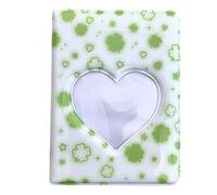 runrayay 3 Inch Four-Leaf Clover Mini Photo Album, Love Heart Hollow Card Binder Photo Album Photo Card Holder Lucky Clover 40 Pockets