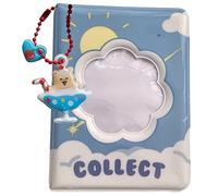 runrayay 3 Inch Kpop Photocard Holder Book for Fujifilm Instax Camera, Mini Photo Album Business Card with Pendant, Flower Hollow Photocard Sleeves 40 Pockets - Blue Clouds