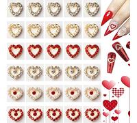RUNRAYAY 30Pcs Colorful Love Nail Rhinestones Charms, 3D Shiny Heart Shape Nail Art Alloy Diamond Crystal Nail Ornament Gems for Girls Valentine'S Day DIY Crafts Decoration Supplies (6 Styles)