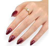 RUNRAYAY 30Pcs Wine Red Press on Nails Short Soft Almond False Tips Glossy Reusable Fake Stick on Nails Kit for Women 15 Sizes