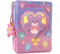 runrayay 40 Pockets 3 Inch Mini Photo Album with Pendant, Purple Bear Love Heart Hollow Kpop Photocard Holder Book & Name Card for Fujifilm Instax Camera