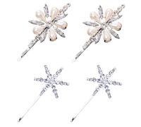 RUNRAYAY 4Pcs Hair Clips, Rhinestones Hair Jewelry, Flower & Star Hair Clips, Crystal Hair Accessories for Girls Women Gift