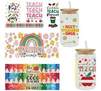 RUNRAYAY 5 Sheets UV Dtf Cup Wrap, Dtf Transfer Stickers for Glass Cup, Waterproof Softball Rub on Transfers for 16 OZ Glass, Mugs, Crafts, Furnitures (B)