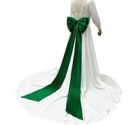 RUNRAYAY 59" Elegant Removable Big Bow Train for Wedding Dress, Green Large Detachable Satin Halloween Costume for Women