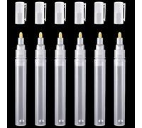 runrayay 6 Pack 3 mm Empty Fillable Blank Paint Touch Up Pen Markers, Clear Acrylic Round Head Paint Marker Pens for Oil Water Ink Drawing Crafts Kit