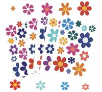 runrayay 6 Sheets Daisy Stickers, Flower Car Decals Self Adhesive Vinyl Retro Flower Car Sticker for 60s 70s Bumper Mirror Window Clings Laptop Wall Decoration