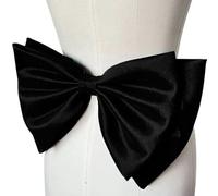 RUNRAYAY Black Big Satin Bow for Wedding Dress, Detachable Bow for Dress Bride Formal Wedding Outfit Accessories