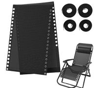 RUNRAYAY Black Chair Replacement Fabric with 4 Bungee Cord Lounge Chair Cloth Mesh Repair Kit for Patio Recliner Outdoor Lawn Pool, 63 X 17 Inch