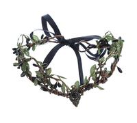 RUNRAYAY Black Flower Headpiece, Fairy Floral Crown Woodland Elf Headband Forest Wreath Elven Tiara for Renaissance Cosplay Christmas Wedding Party Bridal Women Girls