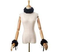RUNRAYAY Black Renaissance Victorian Ruffle Collar and Wrist Cuffs Set, Halloween Clown Collar Victorian Neck Costume Cosplay Props