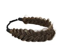 RUNRAYAY Crimp and Fluffy Braided Headband 3 Strands Synthetic Hair Braid Fashion Chunky Wide Thick Elastic Braid Headbands Clothing Ladies Beauty, Brown