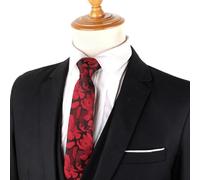 RUNRAYAY Dark Red Flower Men's Ties Solid Color Formal Neckties 2.76" (7Cm) Red Ties for Men