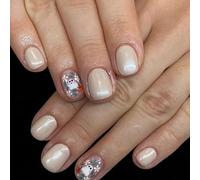 RUNRAYAY Ghost Press on Nails, Short Almond Fake Nails with Halloween Designs Stick on Nail Reusable Artificial Acrylic Full Cover Stick on False Nail for Women 24 Pcs