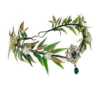 RUNRAYAY Green Woodland Elf Crown, Fairy Elf Forest Headpiece Flower Circlet Leaf Headband for Women Halloween Renaissance Queen Cosplay Phop Shoot - H