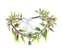 RUNRAYAY Green Woodland Elf Crown Headpiece, Fairy Crown Forest Circlet Flower Headband for Women Renaissance Renfaire Costume Fantasy Cosplay Halloween