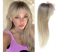 RUNRAYAY Hair Topper, 360° 3D Hair Toppers for Women with Thinning Hair, 18 Inch Long Pieces for Women Clip in Middle Part Bangs, Blonde Rt6/22/613A#