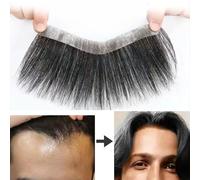 RUNRAYAY Men Forehead Hairline Toupee HD Invisible Lace Hairline Lace Front Skin PU Back Man Hairpieces Frontal Hair Topper for Receding Replacement Systems, 0.59x2.36x6.3Inch