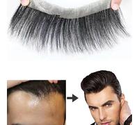 RUNRAYAY Men Forehead Hairline Toupee HD Invisible Lace Hairline Lace Front Skin PU Back Man Hairpieces Frontal Hair Topper for Receding Replacement Systems, 0.59x1.57x6.3Inch