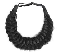 RUNRAYAY Messy Wide 2 Strands Synthetic Hair Braided Headband Hairpiece Women Girl Beauty Accessory, Black 2A